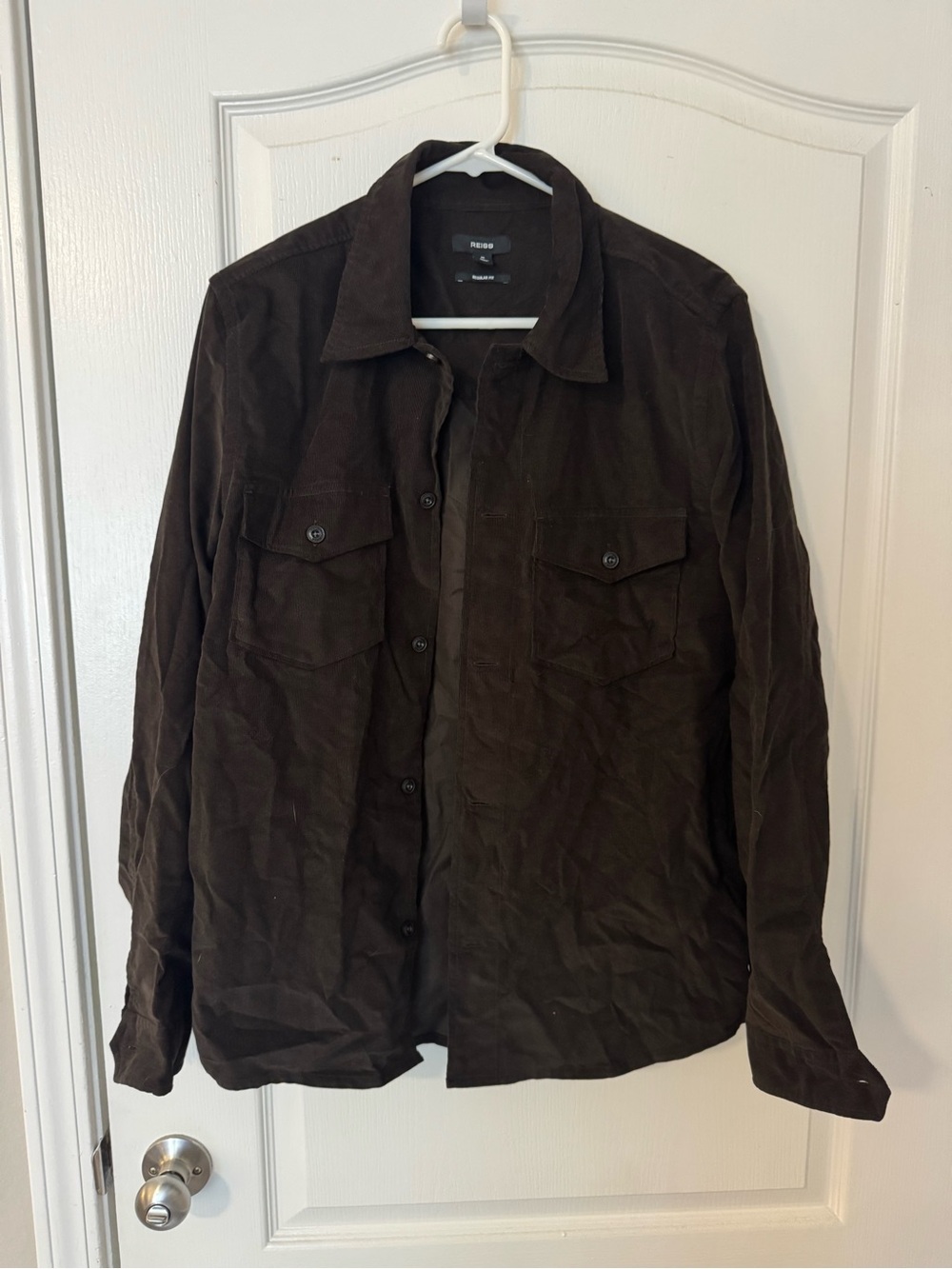 Reiss Dark Brown Lightweight Button-Front Shirt Jacket